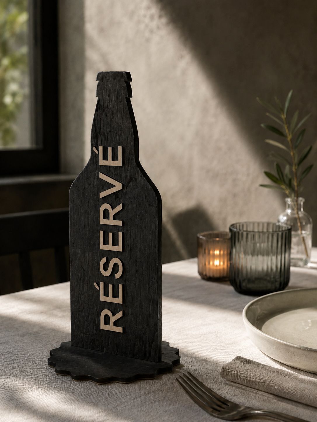 Réservé forme bouteille bois
